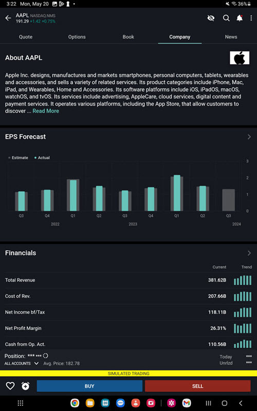 The Company Information and News on the Android Tablet